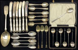 Five early 19th century engraved silver teaspoons