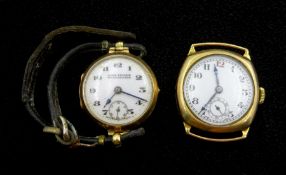 Two early 20th century 9ct gold manual wind wristwatches
