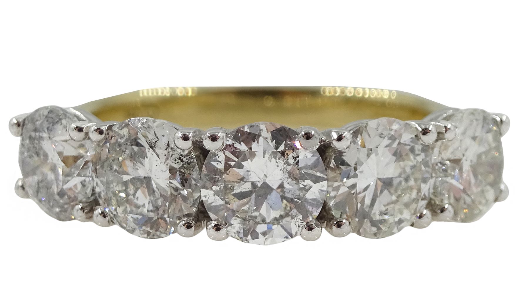 18ct gold five stone round brilliant cut diamond ring