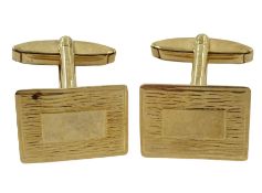 Pair of 9ct gold rectangular cufflinks