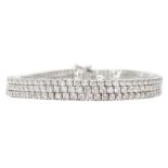 18ct white gold three row round brilliant cut diamond bracelet