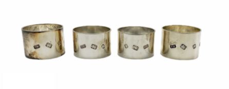 Set of four silver serviette rings London 1993 and 1995 Maker Timothy Joseph Burtwell 8.5oz