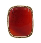 Victorian large rose gold carnelian panel ring