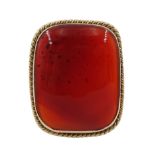 Victorian large rose gold carnelian panel ring