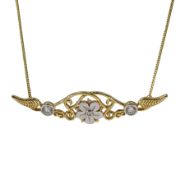 18ct gold diamond open work design flower necklace