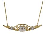 18ct gold diamond open work design flower necklace