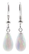 Pair of silver opal pendant earrings