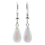 Pair of silver opal pendant earrings