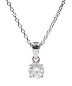 18ct white gold round brilliant cut single stone diamond pendant necklace