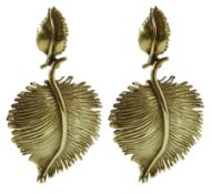 Pair of 14ct gold leaf design pendant stud earrings