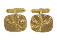 Pair of 9ct gold rectangular cufflinks