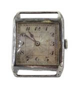 Rolex early 20th century silver square face manual wind wristwatch