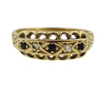 9ct gold sapphire and diamond ring