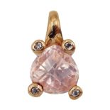 9ct rose gold quartz and diamond pendant