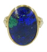 9ct gold oval azurite malachite ring