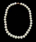 Single strand cultured fresh water pearl necklace