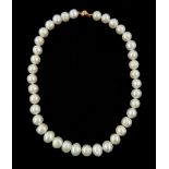 Single strand cultured fresh water pearl necklace