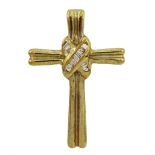 9ct gold baguette diamond cross pendant