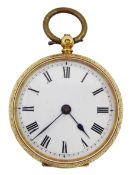 Swiss 18ct gold open face ladies key wound cylinder fob watch