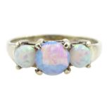 9ct white gold three stone opal ring