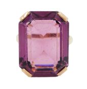 Gold emerald cut amethyst ring