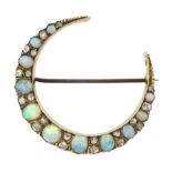 Victorian gold opal crescent brooch