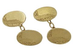 Pair of 9ct gold oval cufflinks