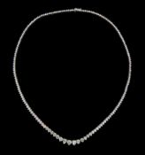 White gold graduating round brilliant cut diamond necklace