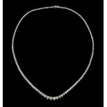 White gold graduating round brilliant cut diamond necklace