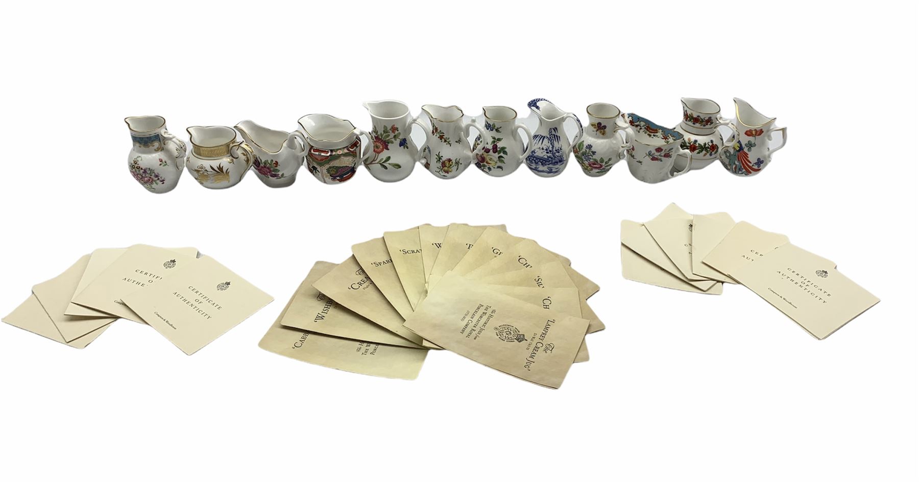 Set of twelve Royal Worcester miniature jugs from the 'Historic Jugs' collection commissioned by Com - Image 2 of 3