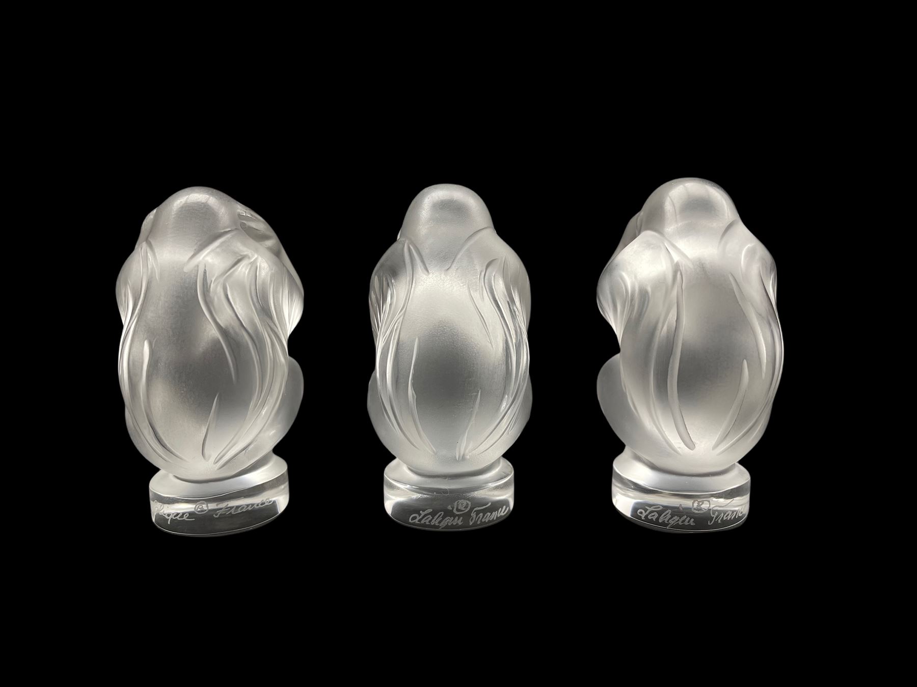 Set of three Lalique 'Wise Monkeys' See No Evil - Image 2 of 2