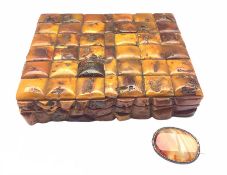 20th century Continental cigarette box applied with Amber type tiles