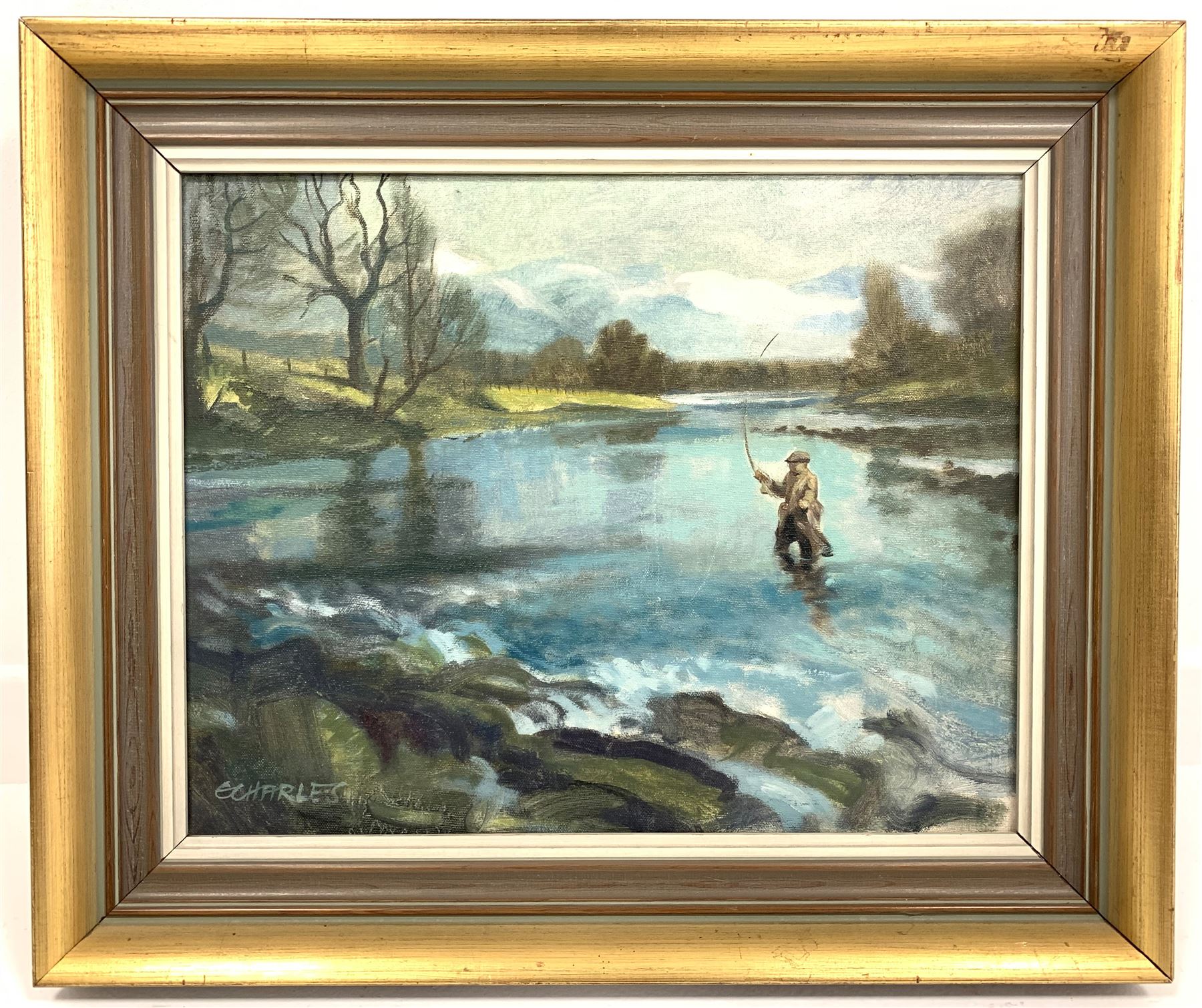 E Charles (British contemporary): Loch Fishing - Image 2 of 2