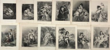 After Edmund Thomas Parris (British 1791-1873): collection seven engravings including 'Cheerfulness'