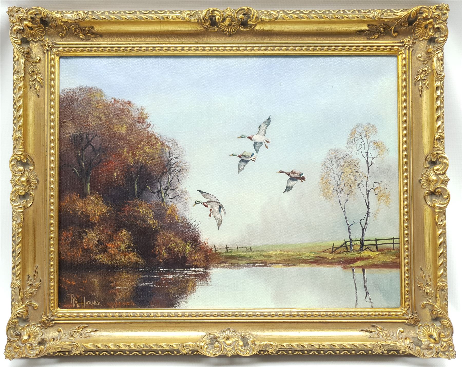 Royce Harmer (British 20th century): Ducks and Geese Flying Over Water - Image 2 of 4