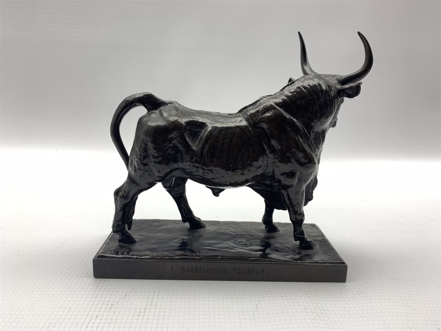 After Jean-Baptiste Clesinger (1814-1883) French bronze model of a bull entitled 'Taureau Romain' - Image 4 of 6