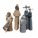 Lladro gres finish group of two nuns H33cm