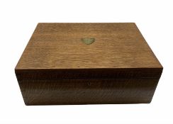 Oak cutlery box by Mappin and Webb with two lift out trays containing a quantity of assorted cutlery