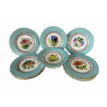 Late Victorian Coalport design dessert service individually painted with a centre panel of flowers w