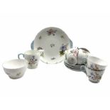 Shelley 'Wild Flowers' pattern part tea service comprising six cups and saucers