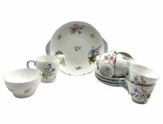 Shelley 'Wild Flowers' pattern part tea service comprising six cups and saucers