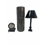 Ebonised wooden column table lamp