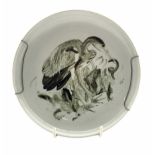 Copenhagen stoneware bowl centrally painted with a Heron amidst grasses