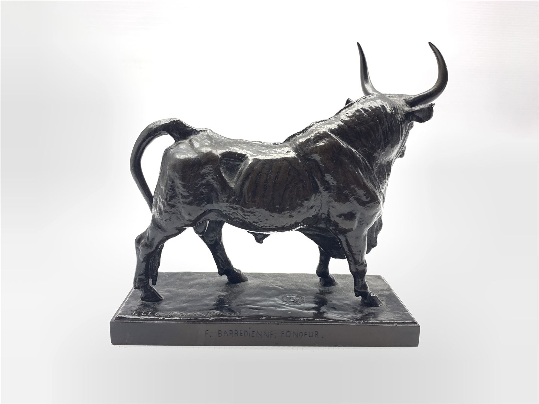 After Jean-Baptiste Clesinger (1814-1883) French bronze model of a bull entitled 'Taureau Romain' - Image 3 of 6
