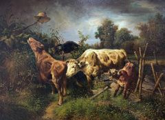 English School (19/20th century): Cows on the Loose