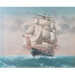 English School (20th century): Large Sailing Ship