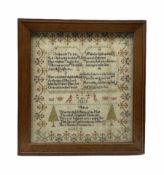 19th century needlework sampler with Virtue and other verse