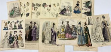Collection of 19th Century Hand Coloured Fashion Engravings max 31cm x 23cm (14)