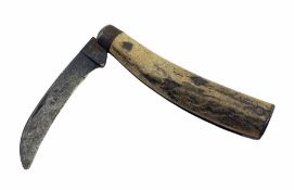 Early 20th century stag horn pruning knife by W. Saynor