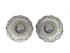 Pair of Faience ware polychrome plates